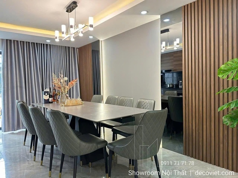 Bộ bàn ăn 10 chỗ mặt đá cao cấp, phù hợp nhà phố và biệt thự