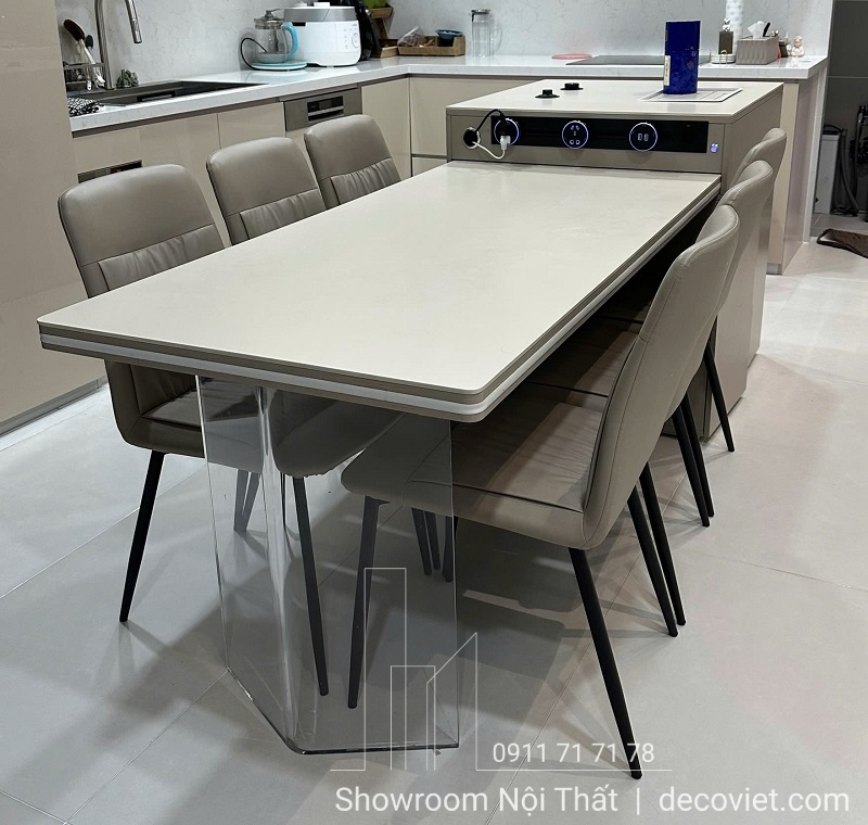 đảo bếp kết hợp bàn ăn thông minh