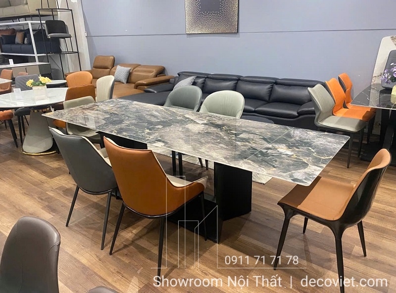 bàn ăn kéo dài mặt đá tự nhiên