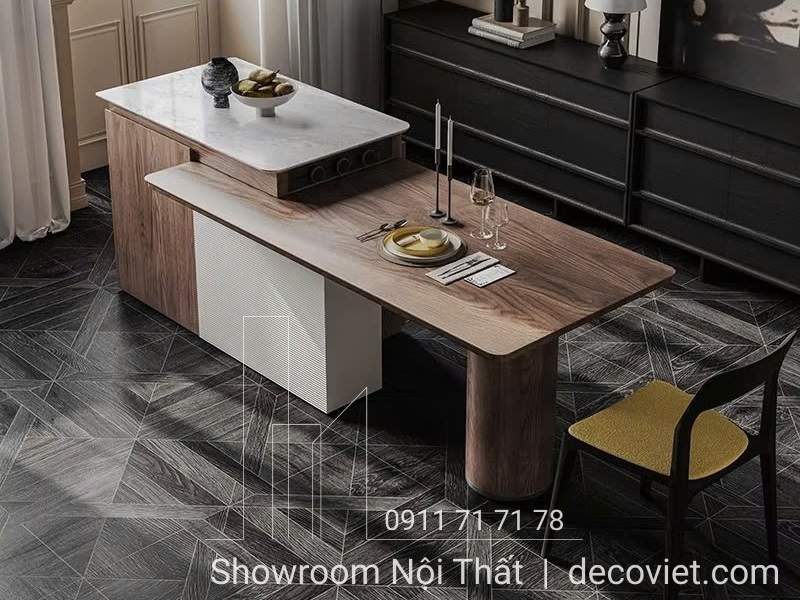 bàn ăn kết hợp bàn đảo bếp