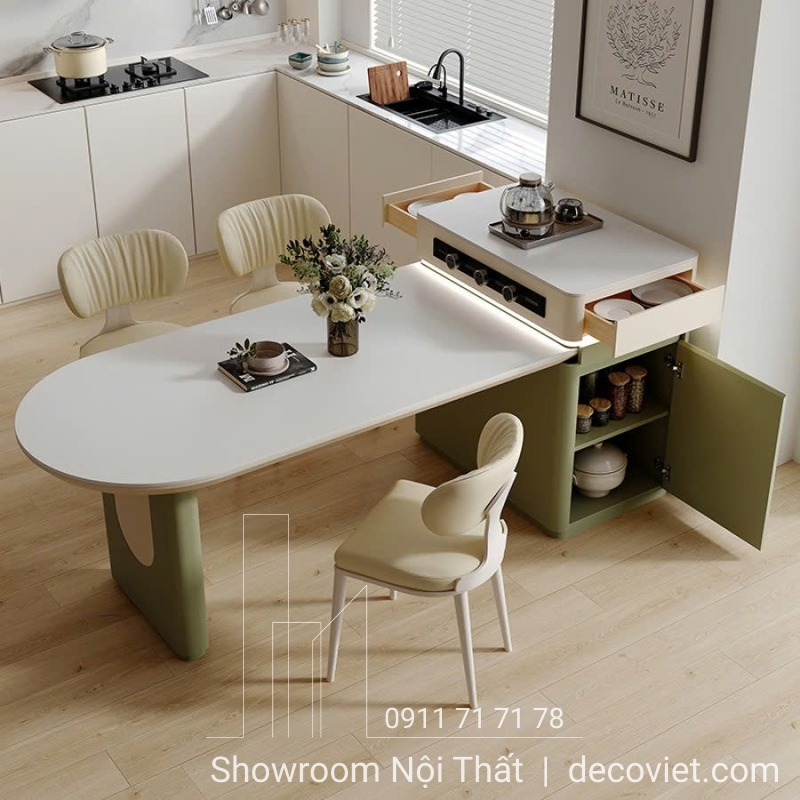 bàn ăn kết hợp bàn đảo bếp cao cấp