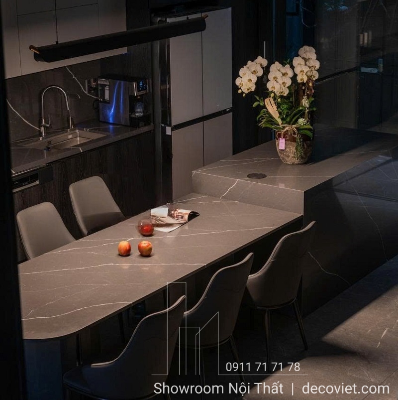 bàn ăn kết hợp bàn đảo bếp