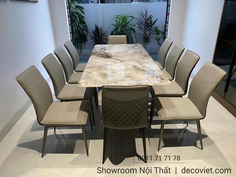 bàn ăn mặt đá 10 ghế cao cấp