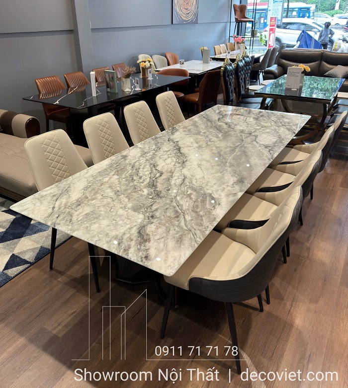 bàn ăn mặt đá cẩm thạch 10 ghế