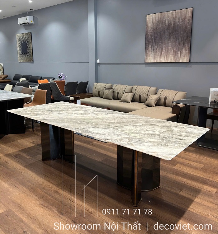 bàn ăn 10 ghế mặt đá cao cấp