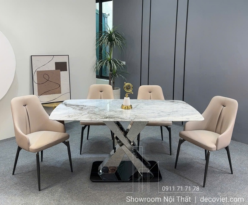 bộ bàn ăn 4 người mặt đá
