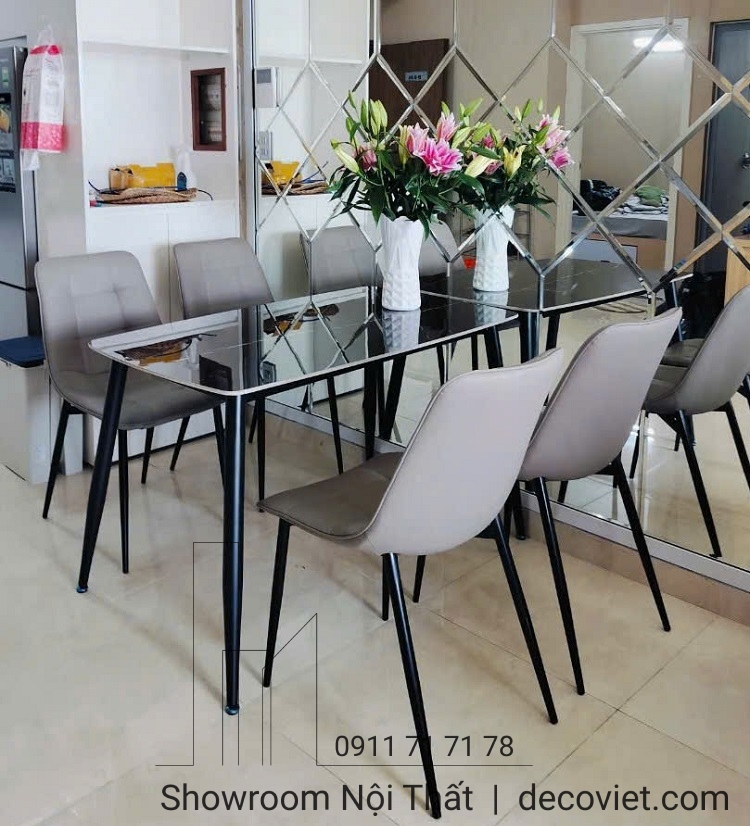 bàn ăn 4 ghế mặt đá hiện đại