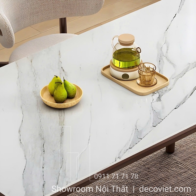 bàn ăn mặt đá chân gỗ