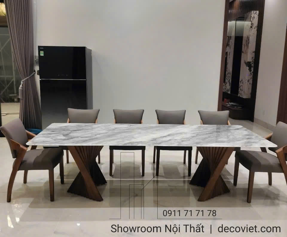 bàn ăn mặt đá cẩm thạch 10 ghế