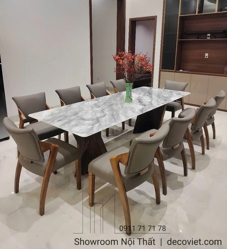 bộ bàn ăn mặt đá tự nhiên 10 người