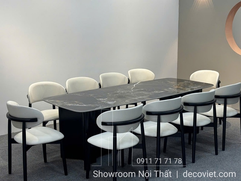 bàn ăn mặt đá 10 ghế hiện đại
