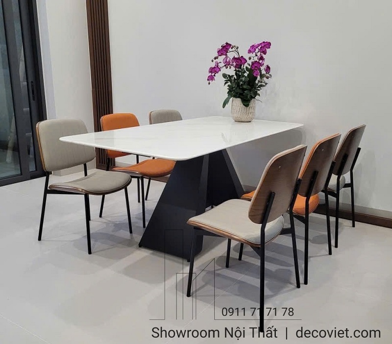 bàn ăn mặt đá tự nhiê 6 ghế