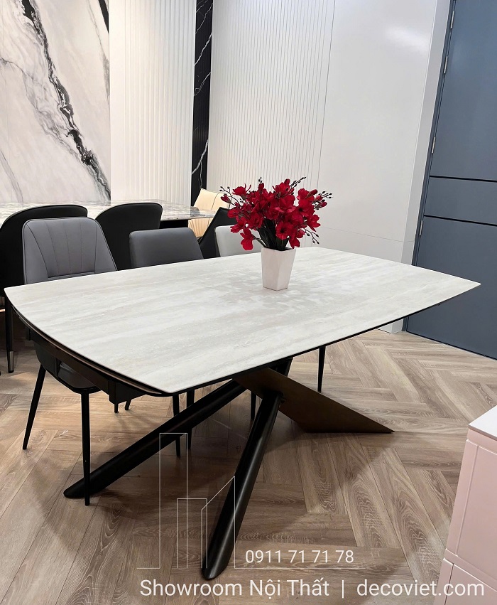 bàn ăn mặt đá kéo dài
