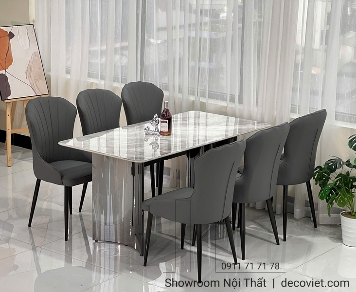 Bàn ăn mặt đá nhập khẩu 6 ghế Hà Nội sang trọng