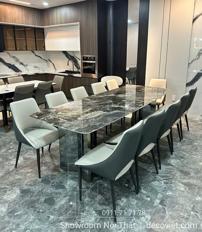 bàn ăn mặt đá cẩm thạch 10 ghế