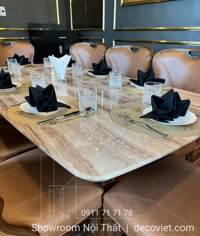 bàn ăn 8 ghế mặt đá cao cấp