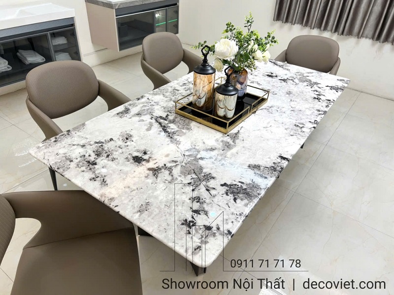 Bộ bàn ăn nhập khẩu cao cấp mặt đá chống thấm ố, dễ vệ sinh