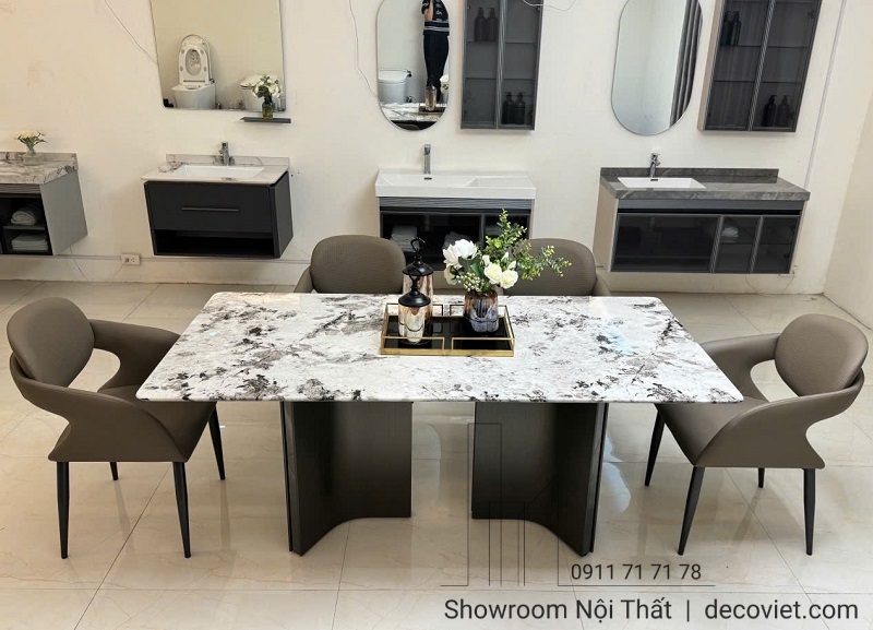 Bàn ăn mặt đá cao cấp nhập khẩu 6 ghế hiện đại