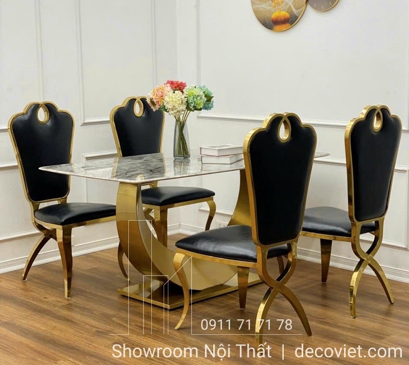 bàn ăn tân cổ điển mặt đá