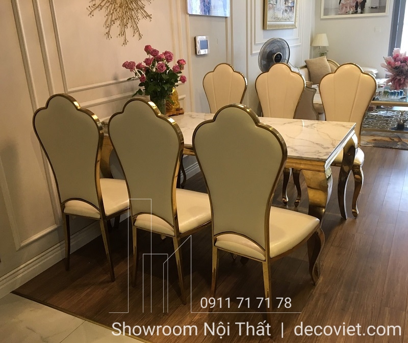 bàn ăn 6 ghế mặt đá cao cấp