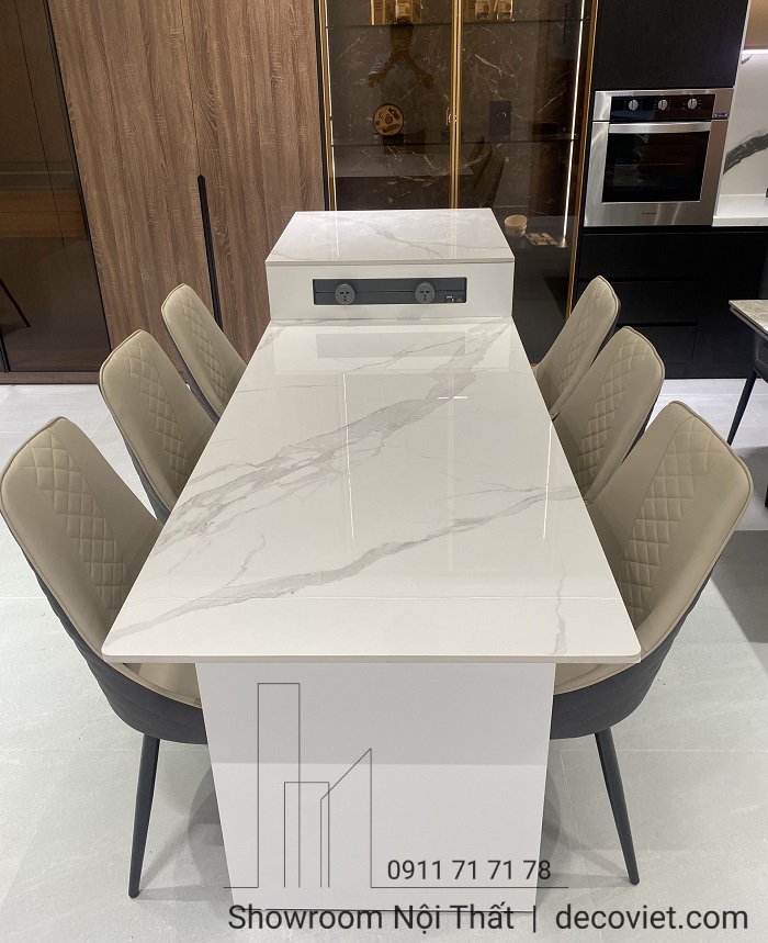 bàn ăn kéo dài kết hợp đảo bếp
