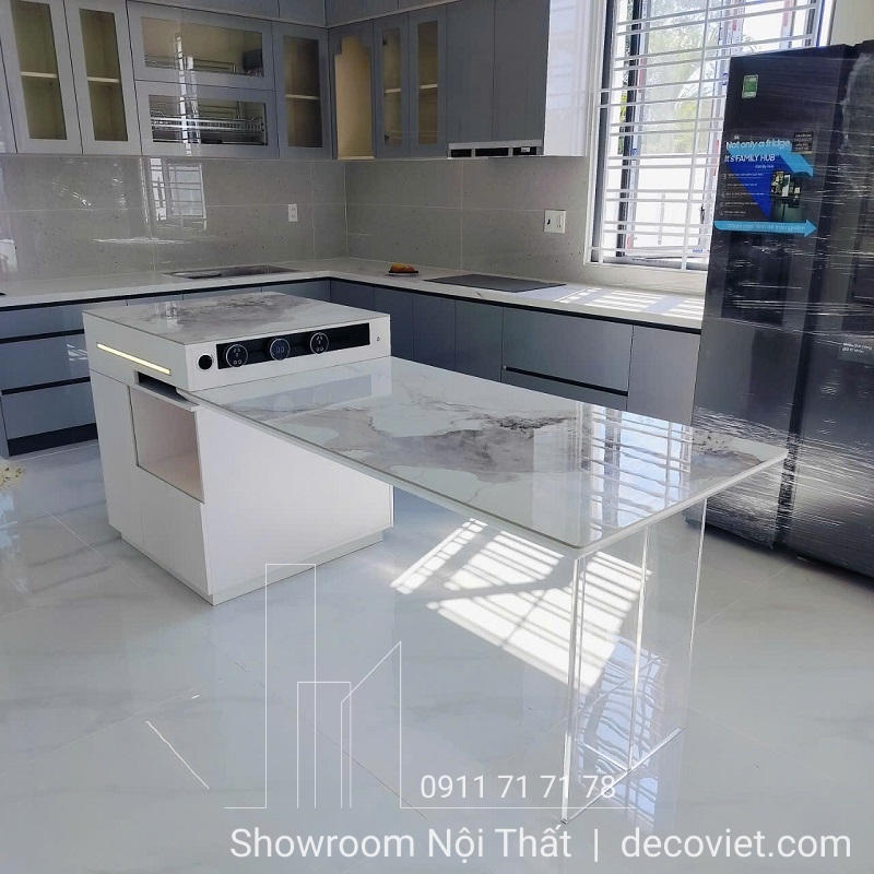 đảo bếp kết hợp bàn ăn thông minh