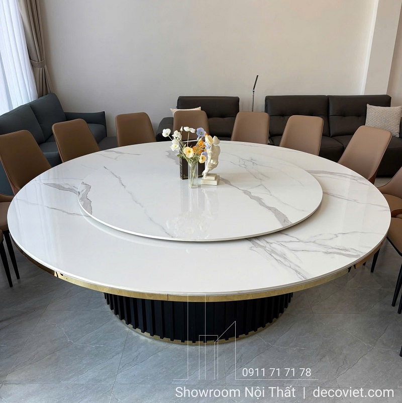 Mặt bàn ăn tròn đá xoay 360 độ đường kính lớn thiết kế hiện đại 2828S