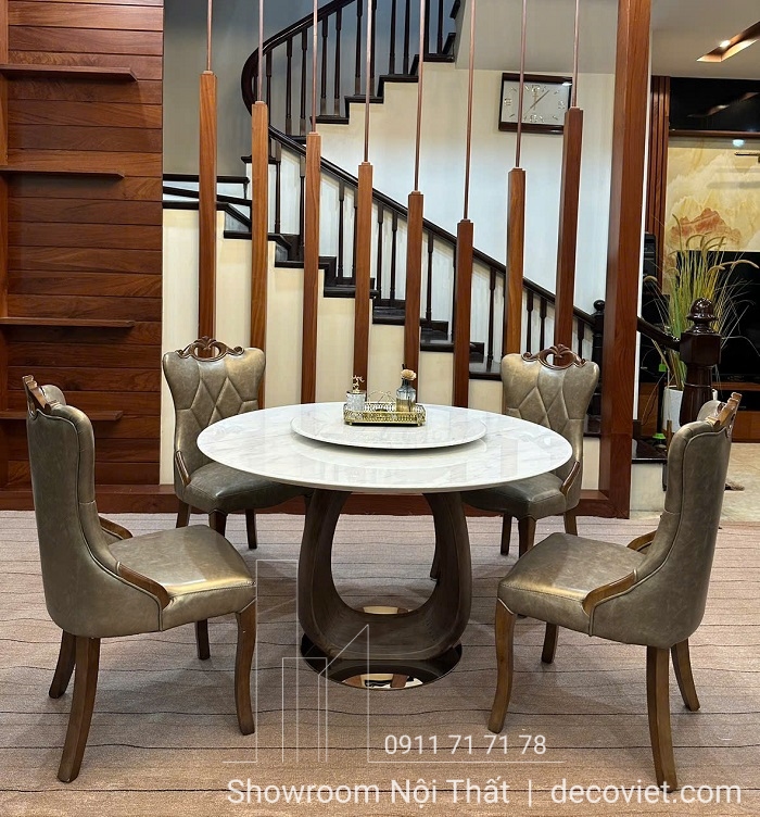 bàn ăn tròn 4 ghế tân cổ điển nhập khẩu