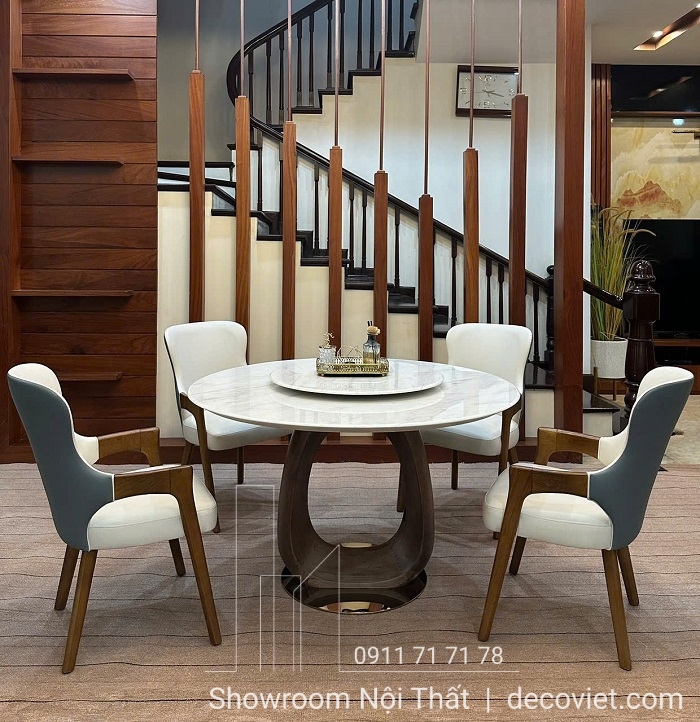 bàn ăn tròn 4 ghế tân cổ điển sang trọng