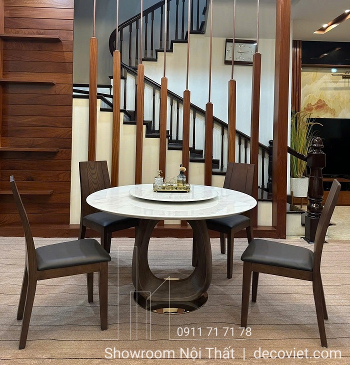 bàn ăn tròn 4 ghế tân cổ điển