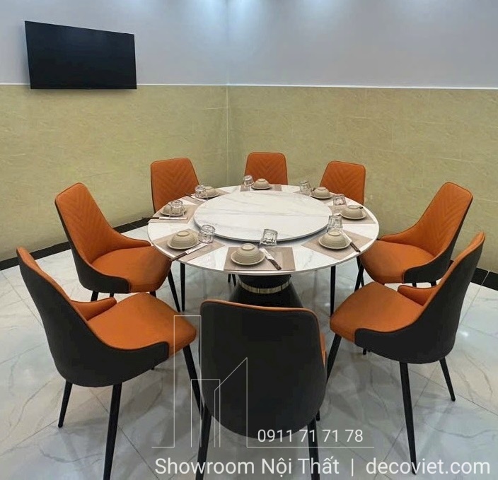 bàn ăn tròn xoay 8 ghế