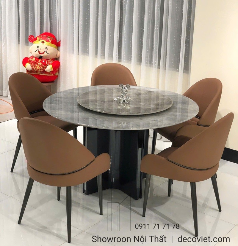 Thiết kế bàn ăn tròn 6 ghế phong cách châu Âu