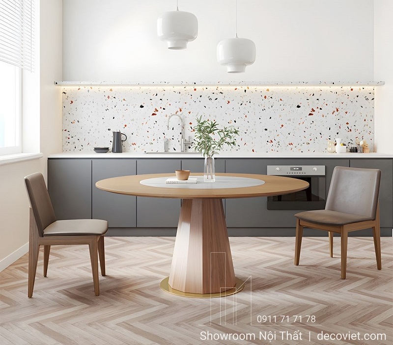 Bàn ăn tròn gỗ 2910S thiết kế hiện đại mặt gỗ cao cấp