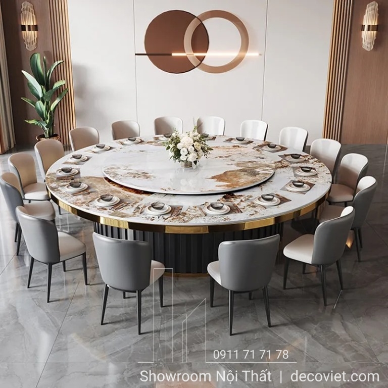 bàn ăn tròn thông minh 20 ghế phong cách hiện đại