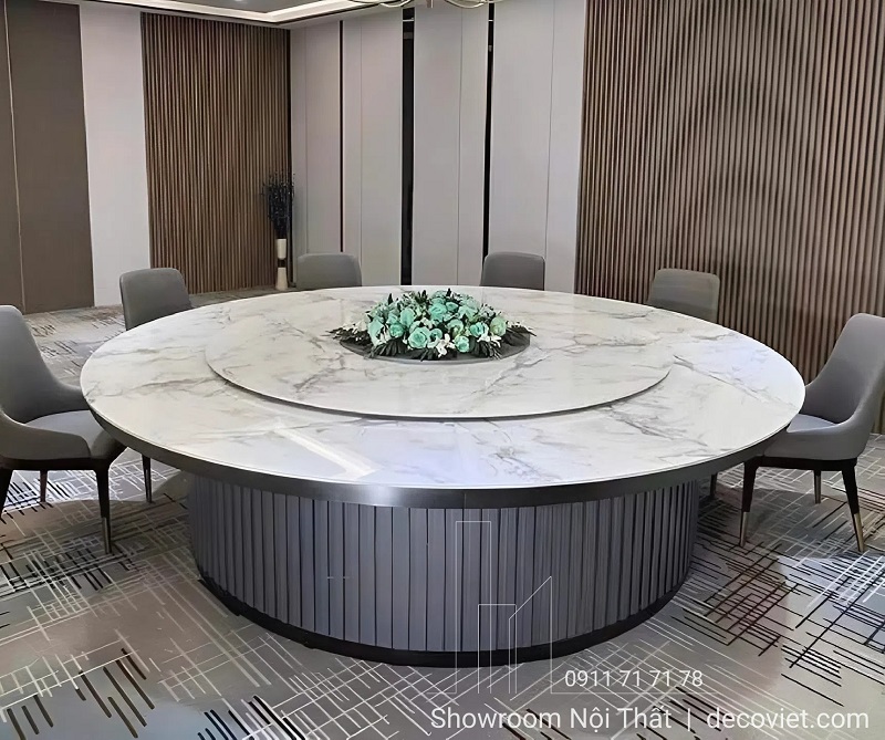 bàn ăn tròn chân gỗ 20 ghế