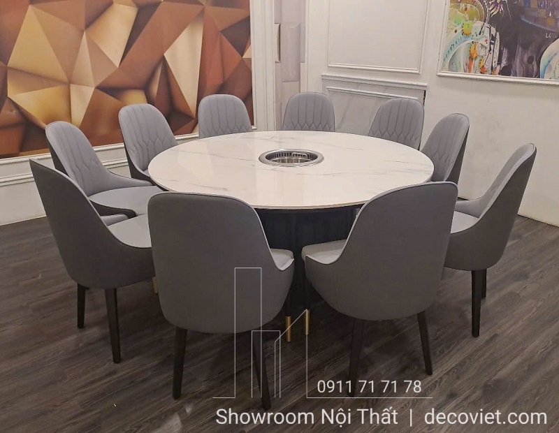 bàn ăn tròn mặt đá cao cấp