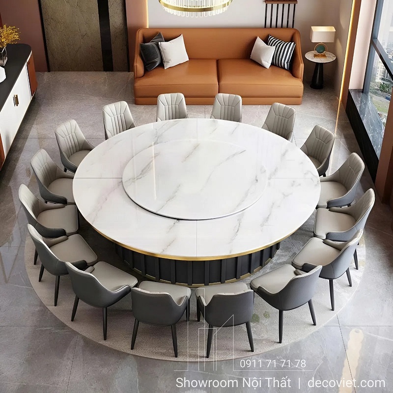 bàn ăn 16 ghế thiết kế mâm xoay hiện đại