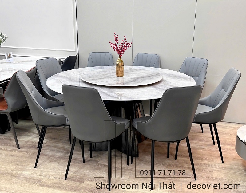 bàn ăn tròn xoay 8 ghế