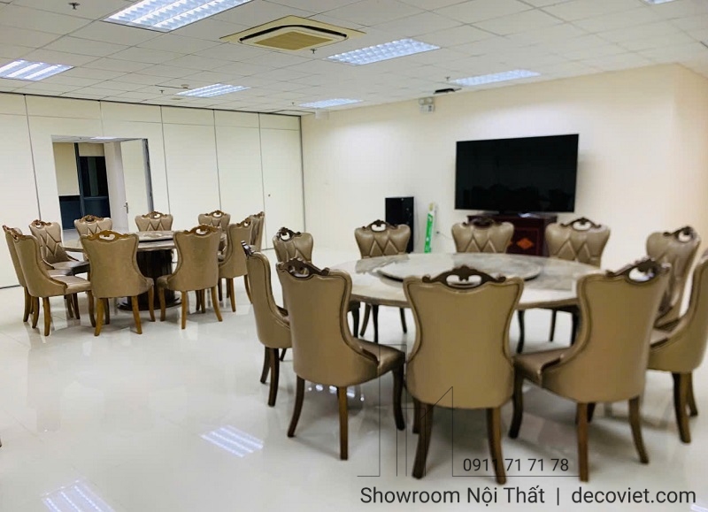 bàn ăn tròn xoay mặt đá cho nhà hàng