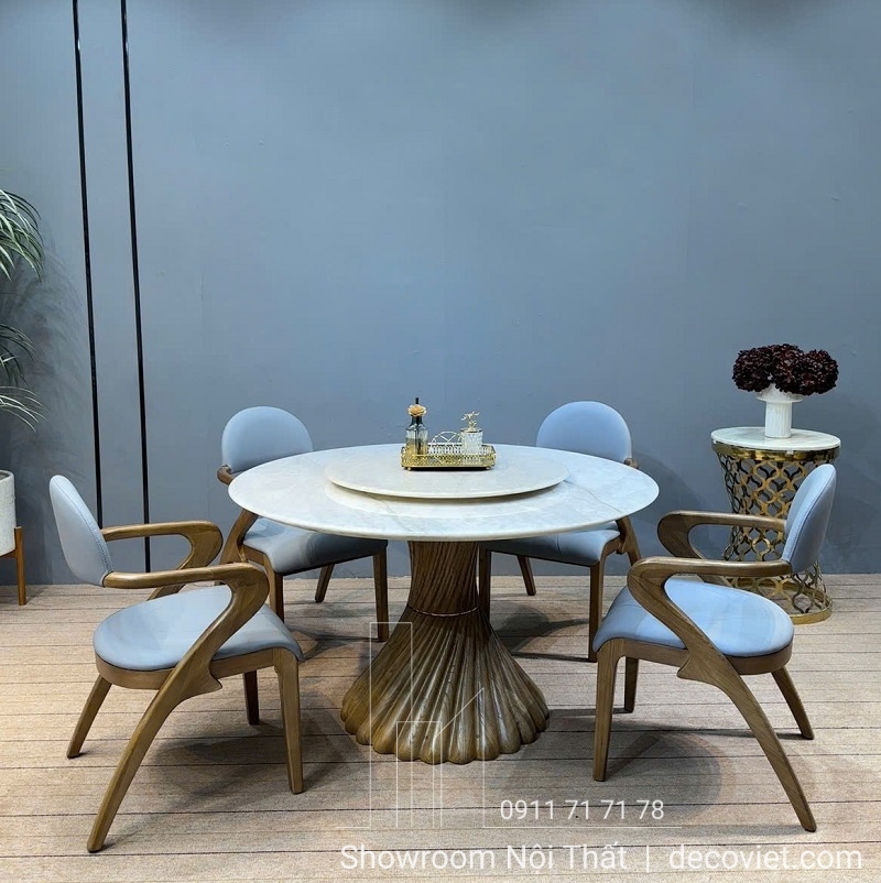bàn ăn tròn 4 ghế phong cách tân cổ điển