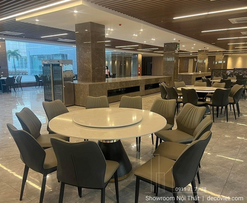 bàn ăn tròn nhà hàng mặt đá 10 ghế