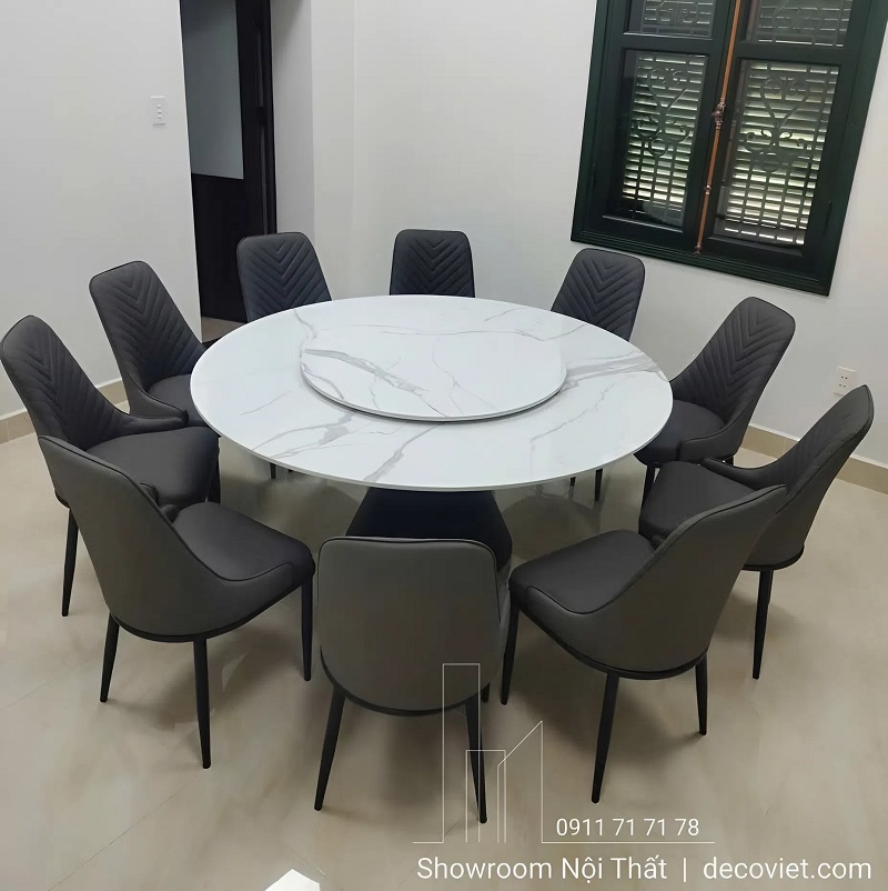 bàn ăn tròn xoay 10 ghế 2904S sang trọng cho phòng ăn