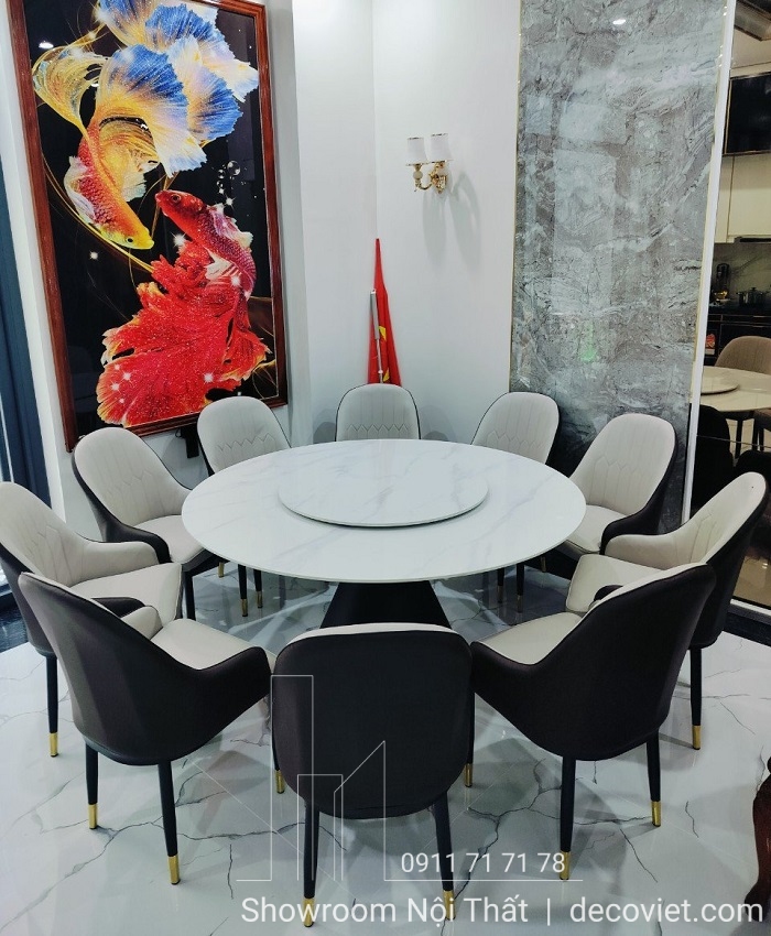 bàn ăn tròn xoay 10 ghế