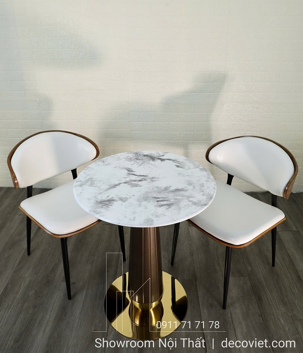 bàn cafe tròn hiện đại mặt đá cao cấp dễ vệ sinh chống thấm nước