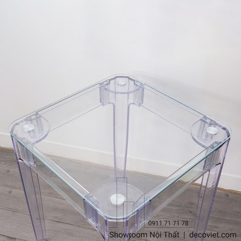 bàn cafe chân nhựa mặt kính