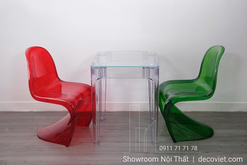 bộ bàn ghế cafe trong suốt thiết kế tinh tế