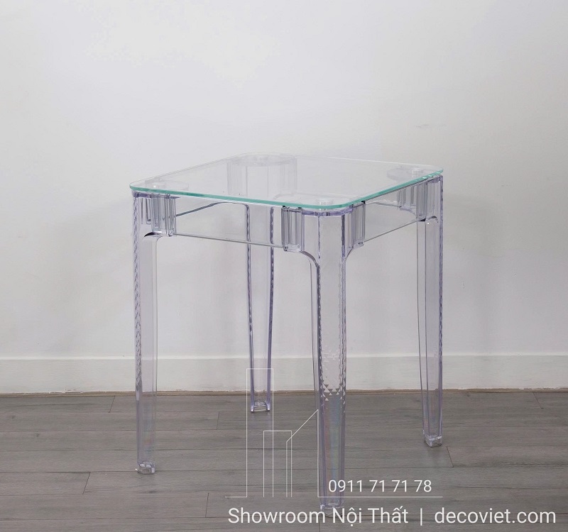 bàn cafe trong suốt thiết kế nhỏ gọn, hiện đại