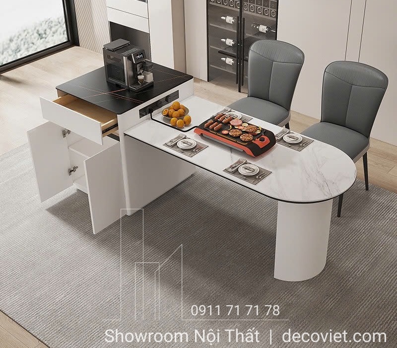 bàn ăn kết hợp bàn đảo bếp
