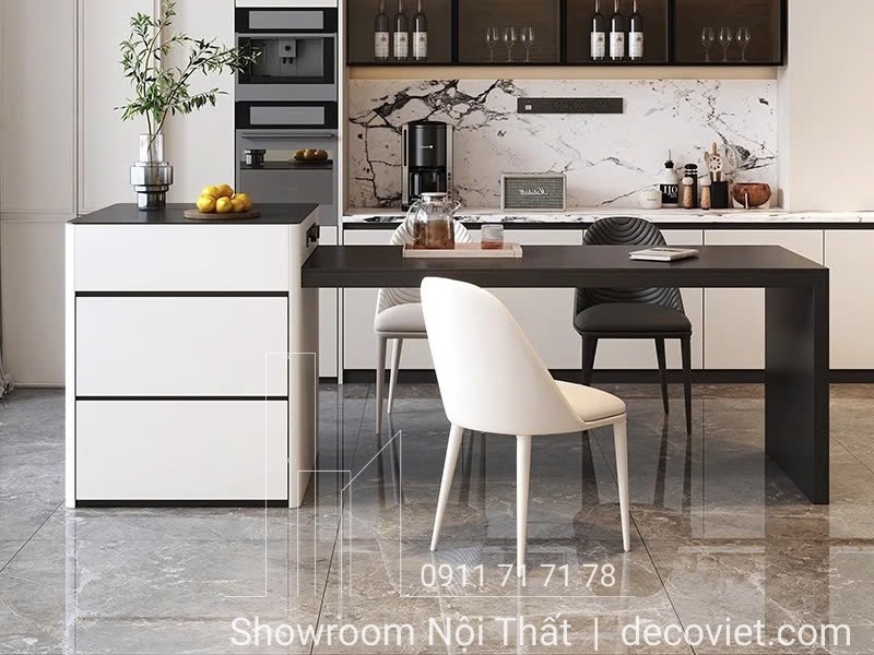 bàn ăn kết hợp với bàn đảo bếp nhập khẩu