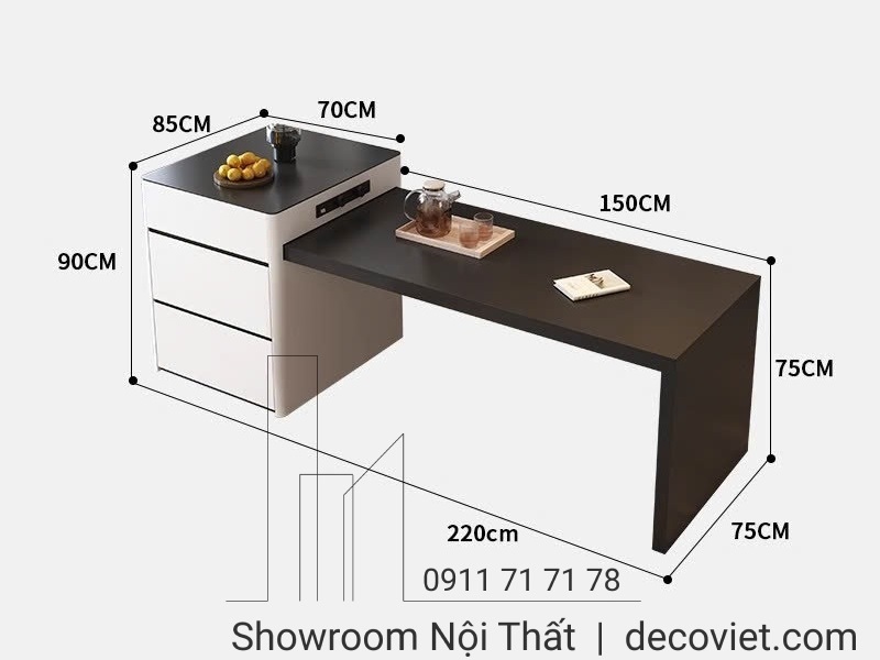 bàn ăn kết hợp bàn đảo đẹp